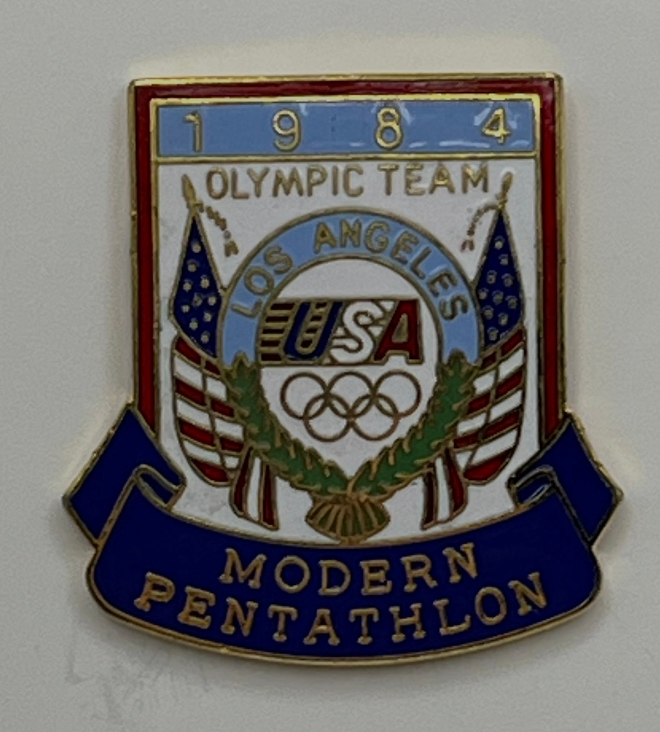 1984 Los Angeles Olympic Team Pin ~ Modern Pentathlon ~ Designs by Margarita