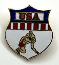 1982 Vintage USA Wrestling Shield Pin - Pre-1984 Olympic Era - Designs by Margarita