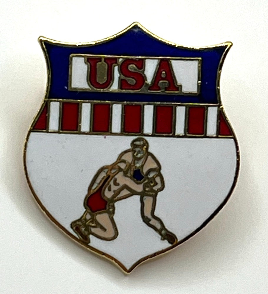 1982 Vintage USA Wrestling Shield Pin - Pre-1984 Olympic Era - Designs by Margarita