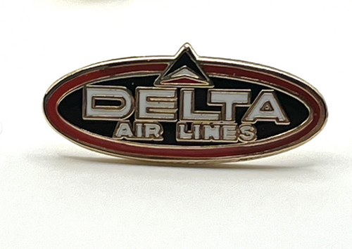 Delta Air Lines Oval Widget Wordmark Lapel Pin – Cloisonné Reproduction w/ Box