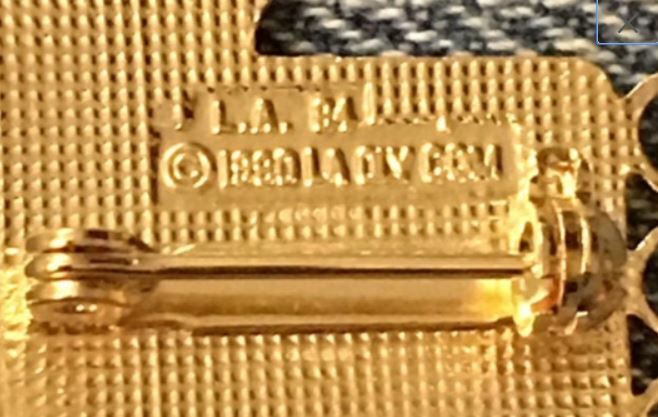 Los Angeles 1984 Olympic Brooch Pin ~ Sponsor ~ Perrier ~ Gold Tone