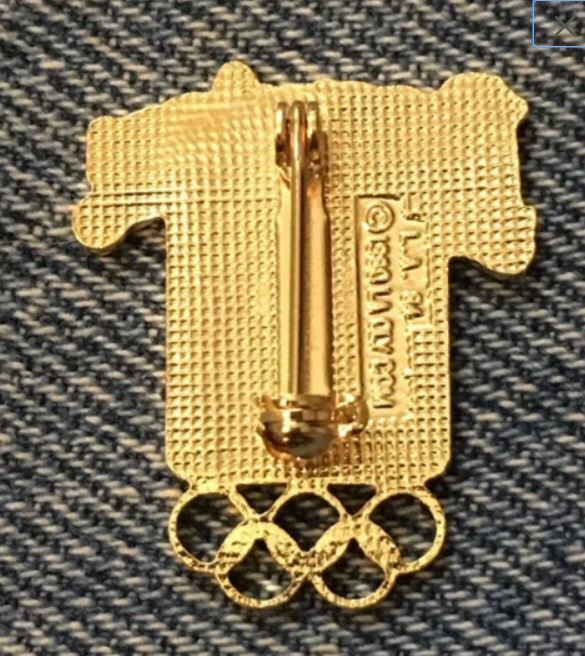 Los Angeles 1984 Olympic Brooch Pin ~ Sponsor ~ Perrier ~ Gold Tone