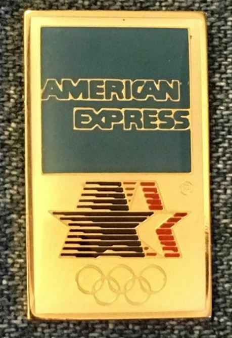 American Express Olympic Sponsor Pin~1984 Los Angeles with Stars in Motion Logo