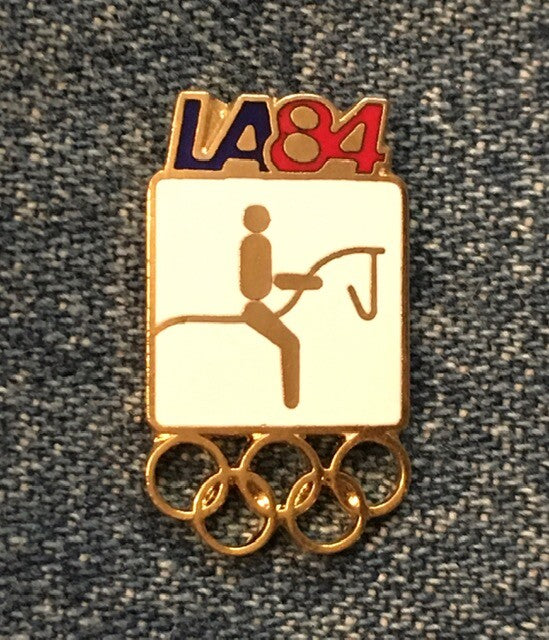 Equestrian Olympic Pin ~ White ~ Pictogram ~ 1984 Los Angeles ~ LA ~ vintage cloisonne