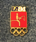 Equestrian Olympic Pin ~ Red ~ Pictogram ~ 1984 Los Angeles ~ LA ~ vintage cloisonne
