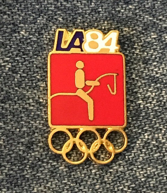Equestrian Olympic Pin ~ Red ~ Pictogram ~ 1984 Los Angeles ~ LA ~ vintage cloisonne