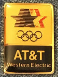 AT&T Olympic Sponsor Pin~Western Electric~1984 Los Angeles with Stars in Motion