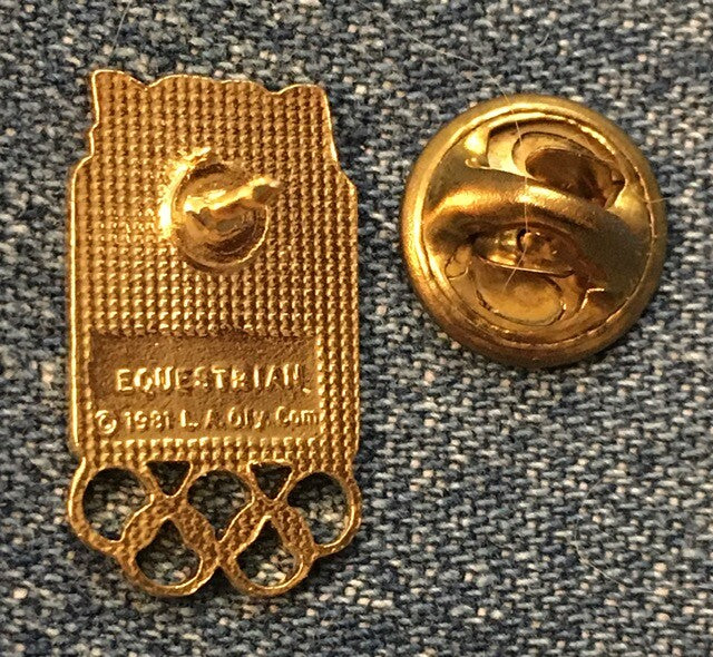 Equestrian Olympic Pin ~ White ~ Pictogram ~ 1984 Los Angeles ~ LA ~ vintage cloisonne