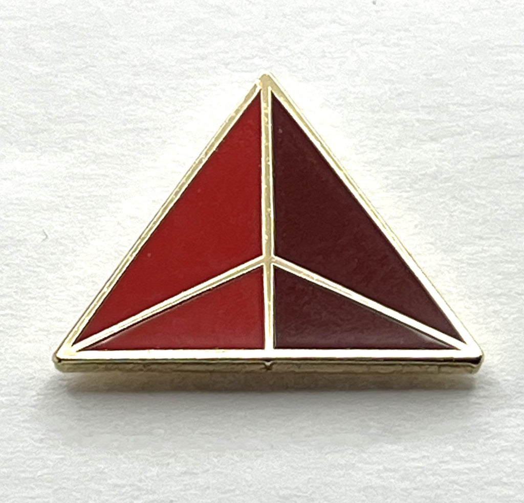 Delta Air Lines Red Widget Triangle Lapel Pin – Cloisonné Reproduction w/ Box