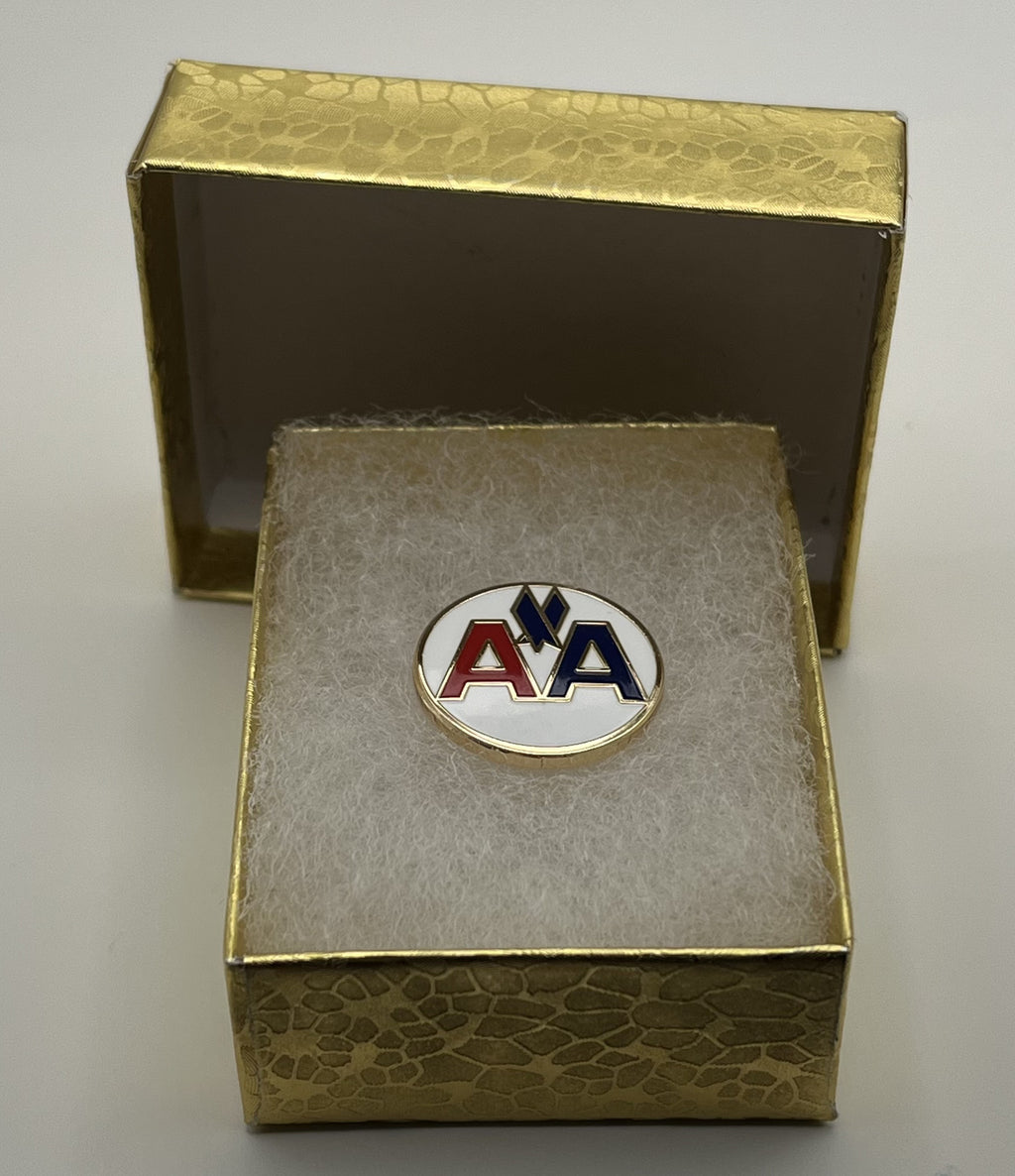 American Airlines Vignelli AA Round Logo Lapel Pin – Cloisonné Reproduction w/ Box