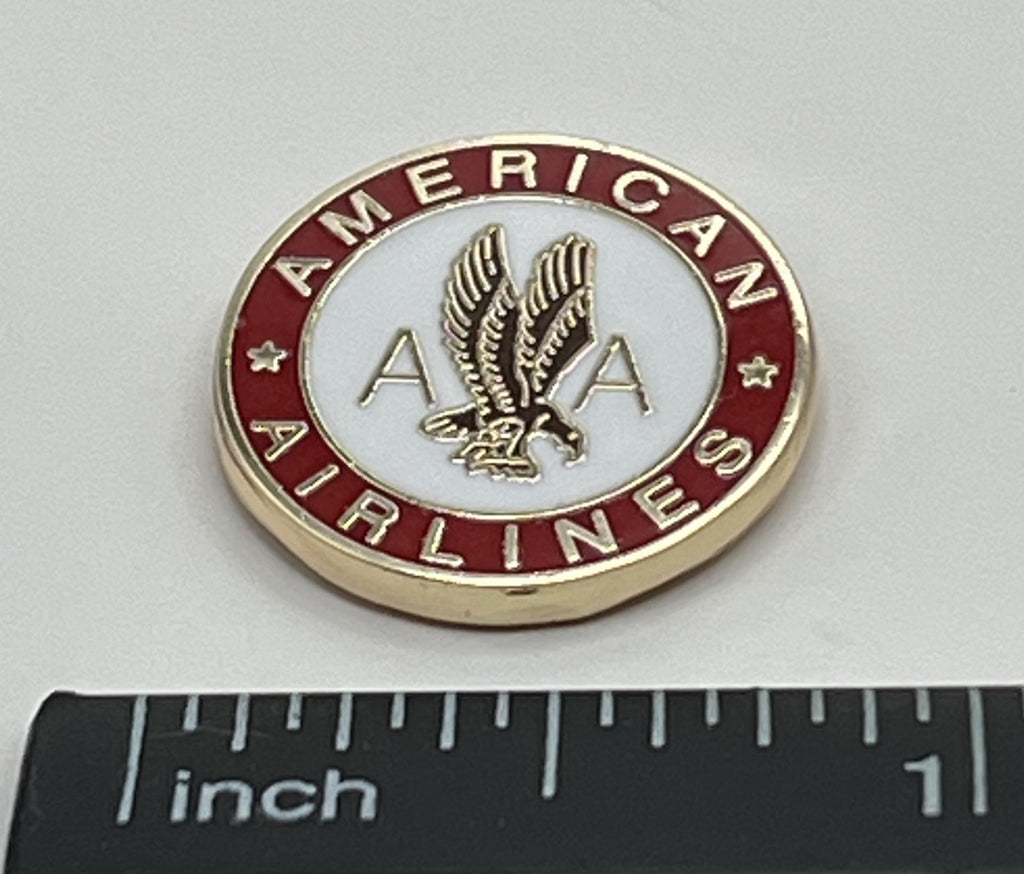 American Airlines eagle seal round lapel pin — modern cloisonné reproduction.