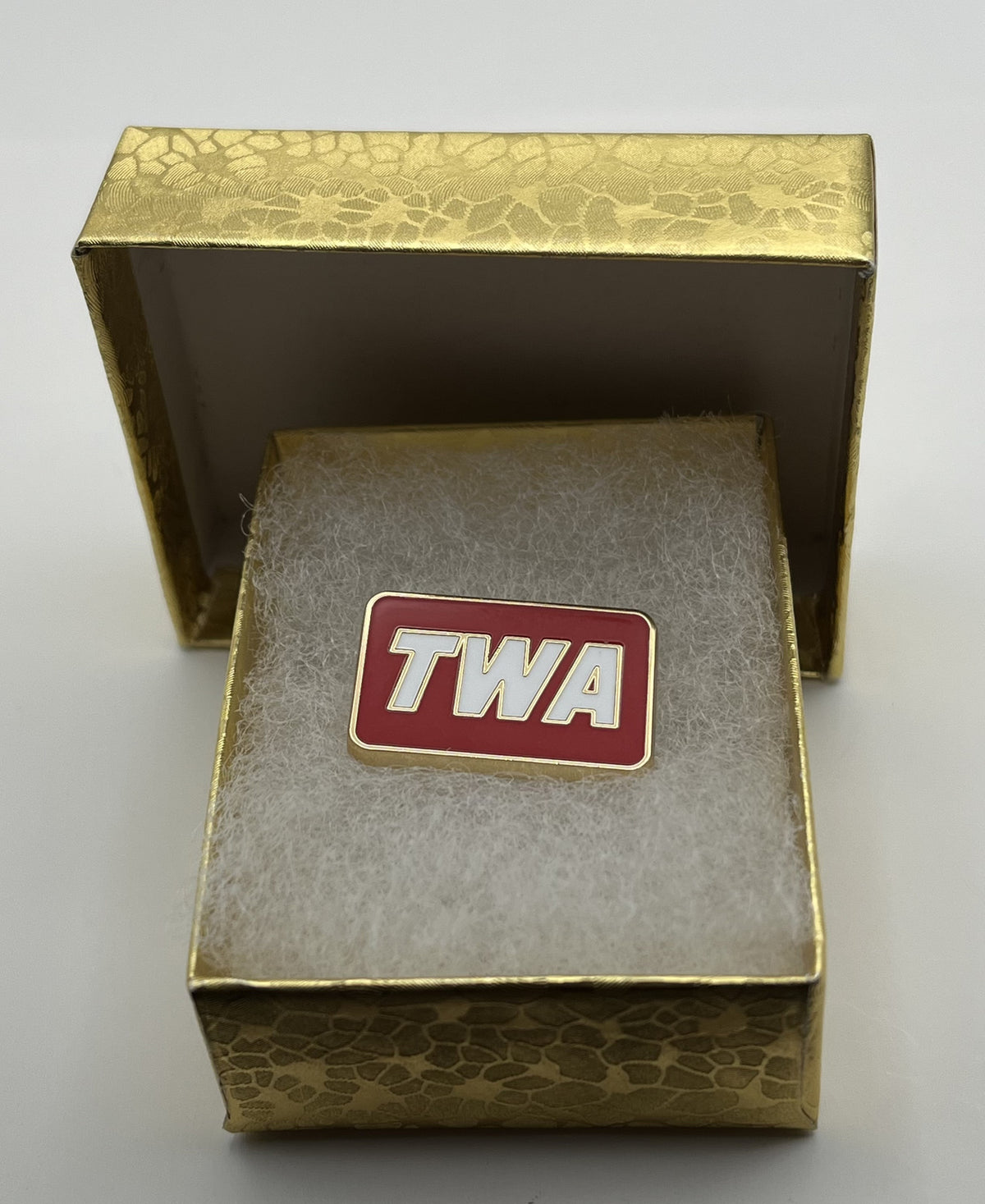 TWA Trans World Airlines Red Logo Lapel Pin Cloisonné Repro Gift