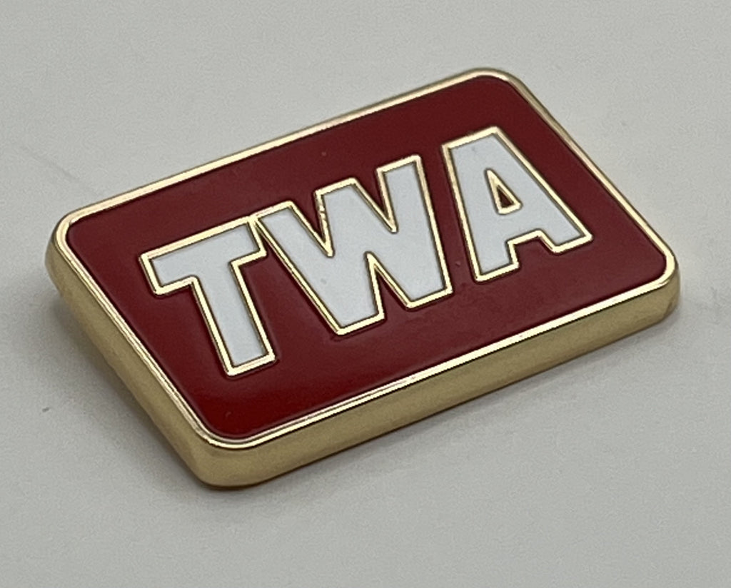 TWA Trans World Airlines Red Logo Lapel Pin Cloisonné Repro Gift