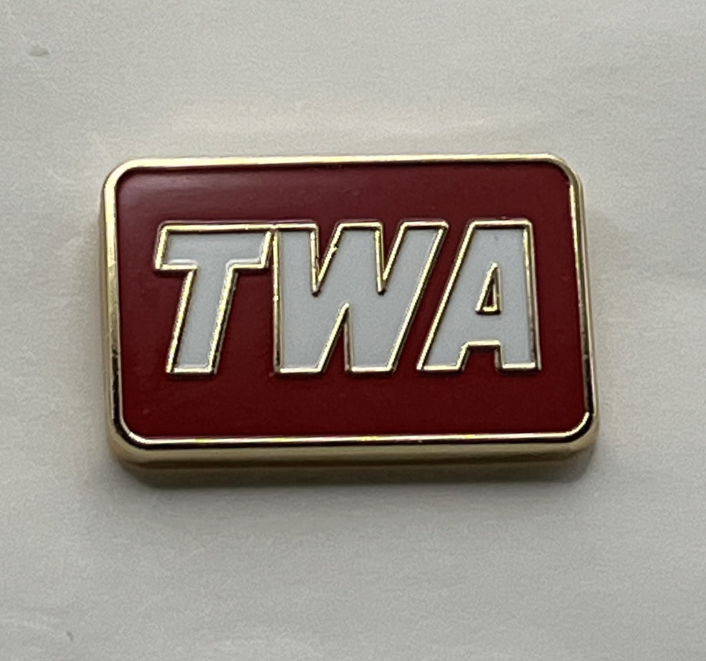TWA Trans World Airlines Red Logo Lapel Pin Cloisonné Repro Gift
