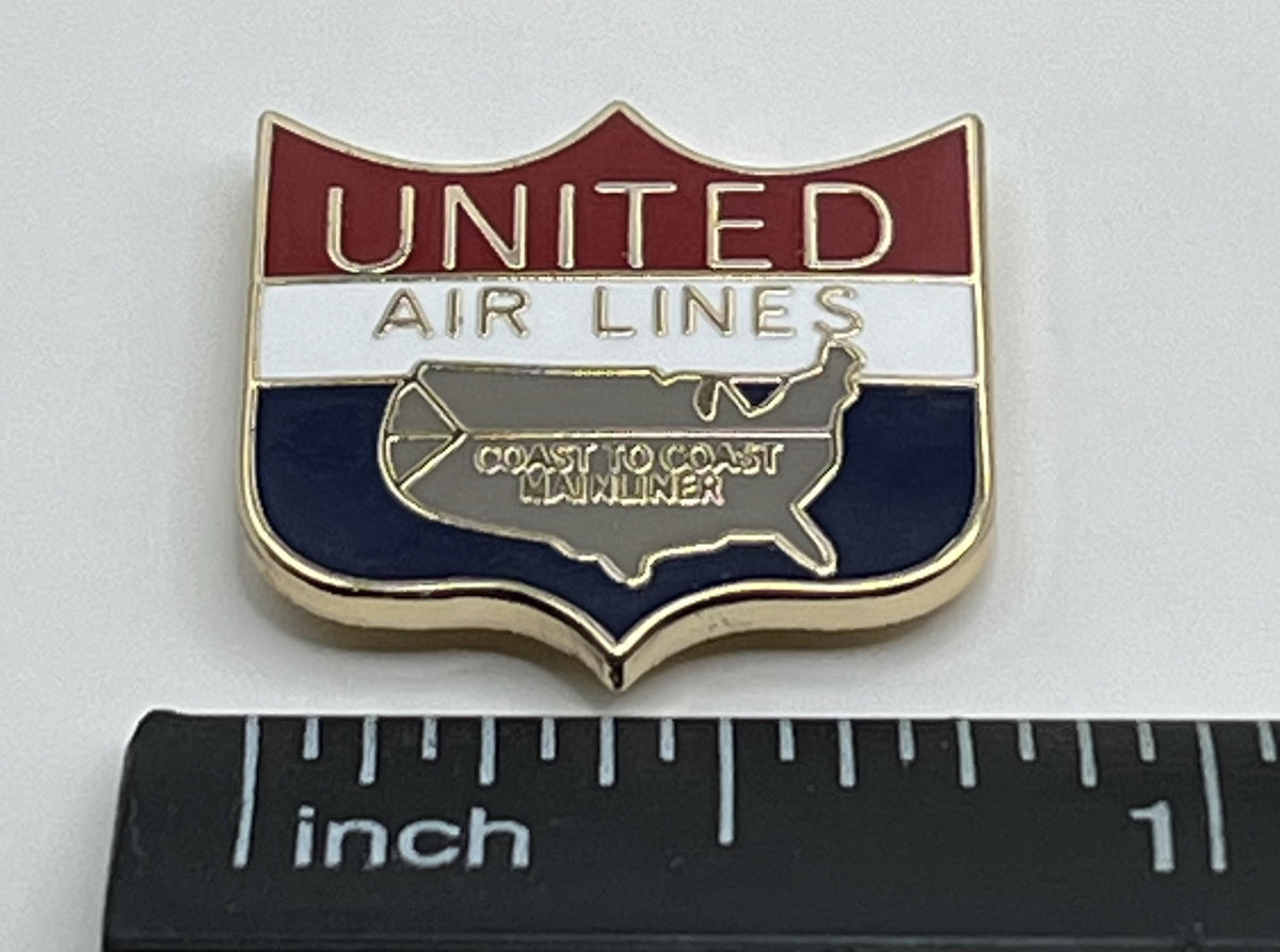 United Air Lines Mainliner Coast to Coast Shield Lapel Pin Repro Gift