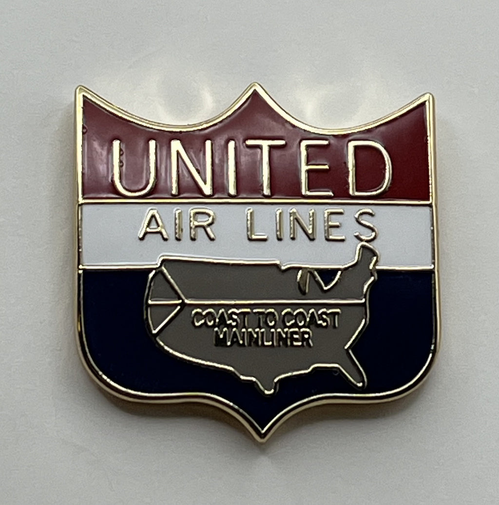 United Air Lines Mainliner Coast to Coast Shield Lapel Pin Repro Gift