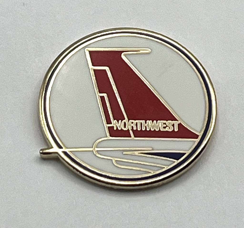 Northwest Airlines Red Tailfin Circle Logo Lapel Pin Repro Gift