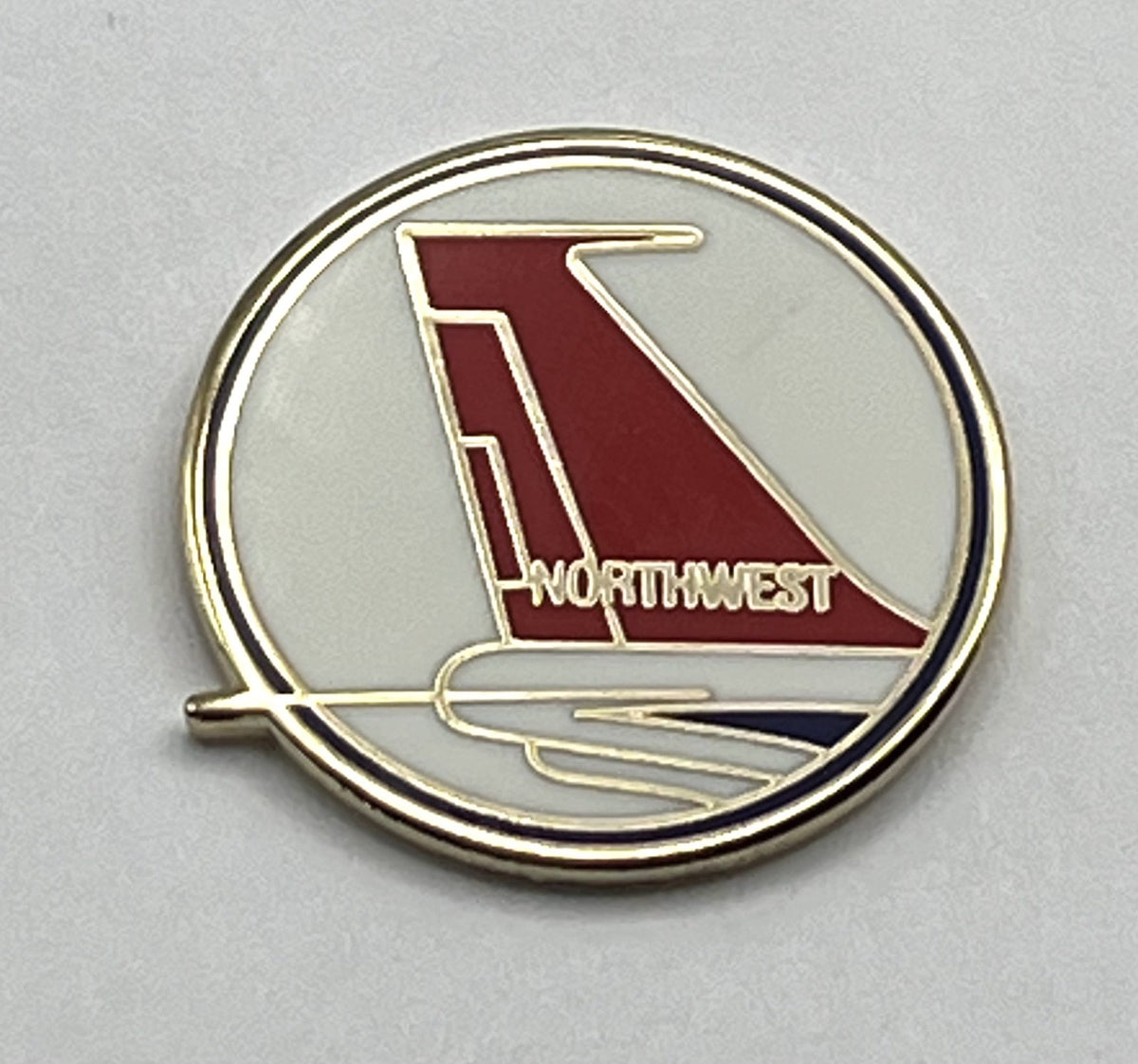 Northwest Airlines Red Tailfin Circle Logo Lapel Pin Repro Gift