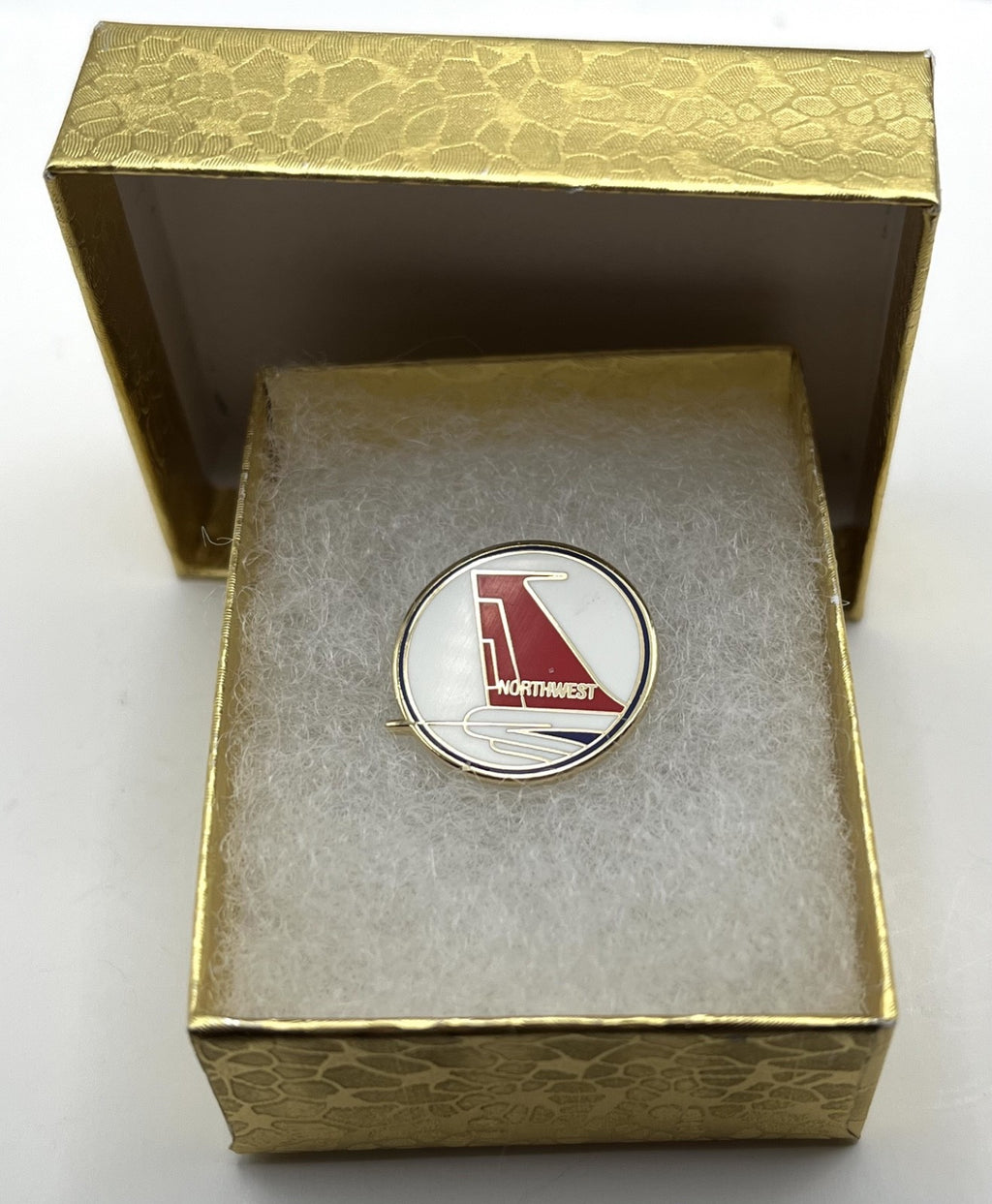 Northwest Airlines Red Tailfin Circle Logo Lapel Pin Repro Gift