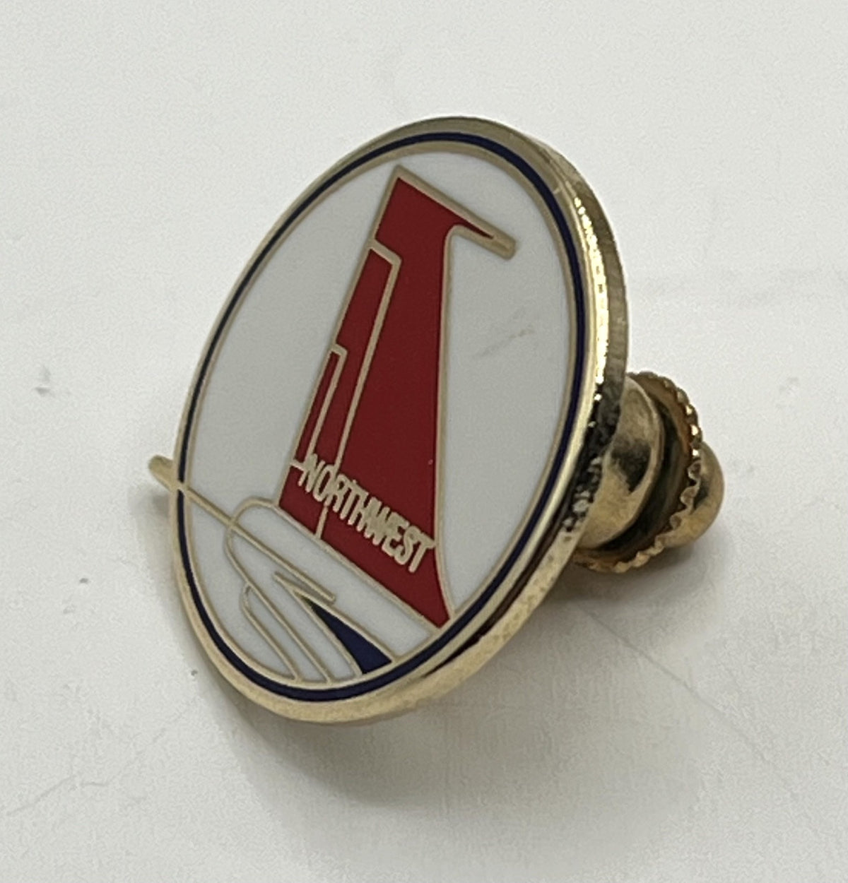 Northwest Airlines Red Tailfin Circle Logo Lapel Pin Repro Gift