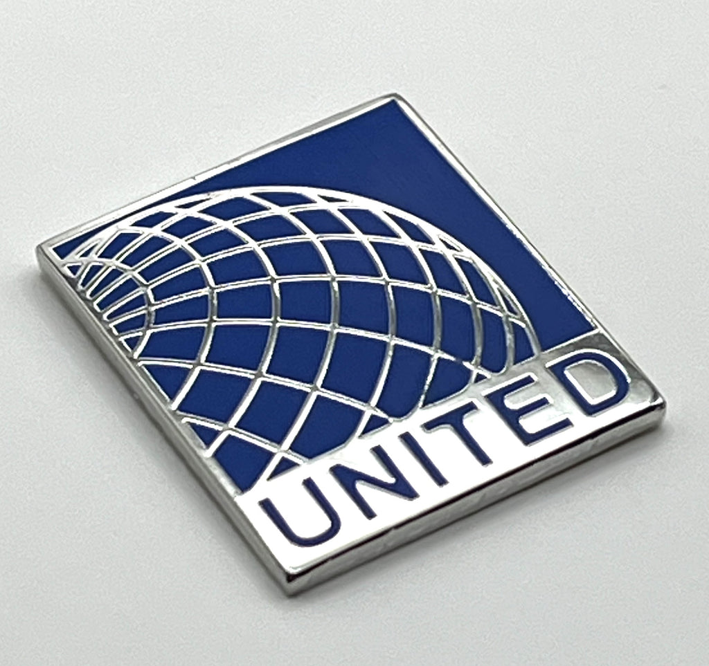 United Airlines Globe Logo Square Lapel Pin Cloisonné Repro Gift