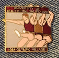 Olympic Village USC pin from the 1984 Los Angeles Olympics on original card