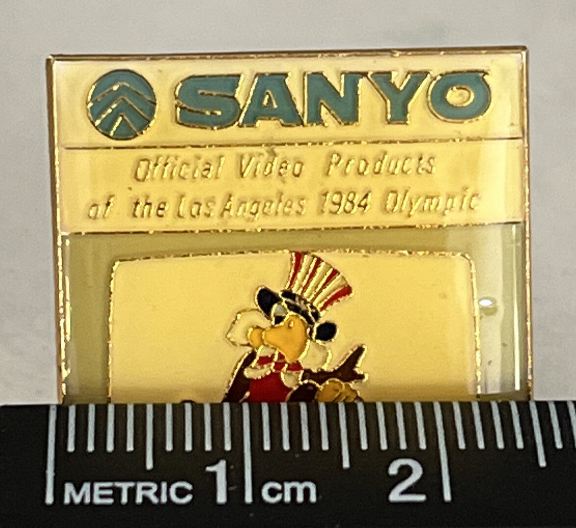 Sanyo Sam the Eagle 1984 Los Angeles Olympic sponsor pin (photo 4)