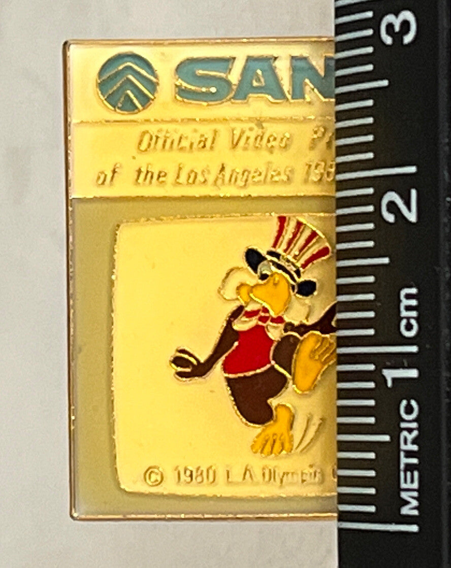 Sanyo Sam the Eagle 1984 Los Angeles Olympic sponsor pin (photo 5)