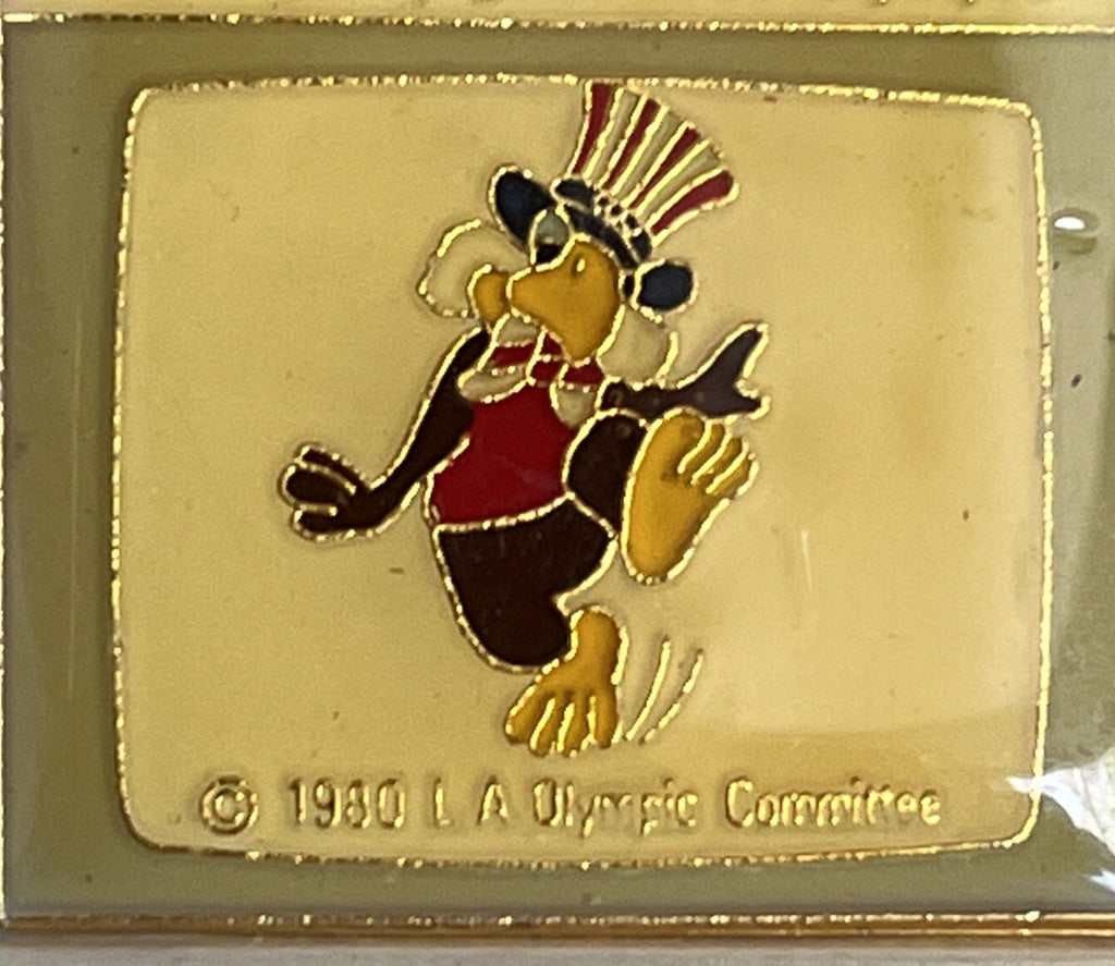 Sanyo Sam the Eagle 1984 Los Angeles Olympic sponsor pin (photo 3)