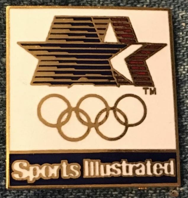 White Sports Illustrated 1984 Los Angeles Olympic media brooch pin