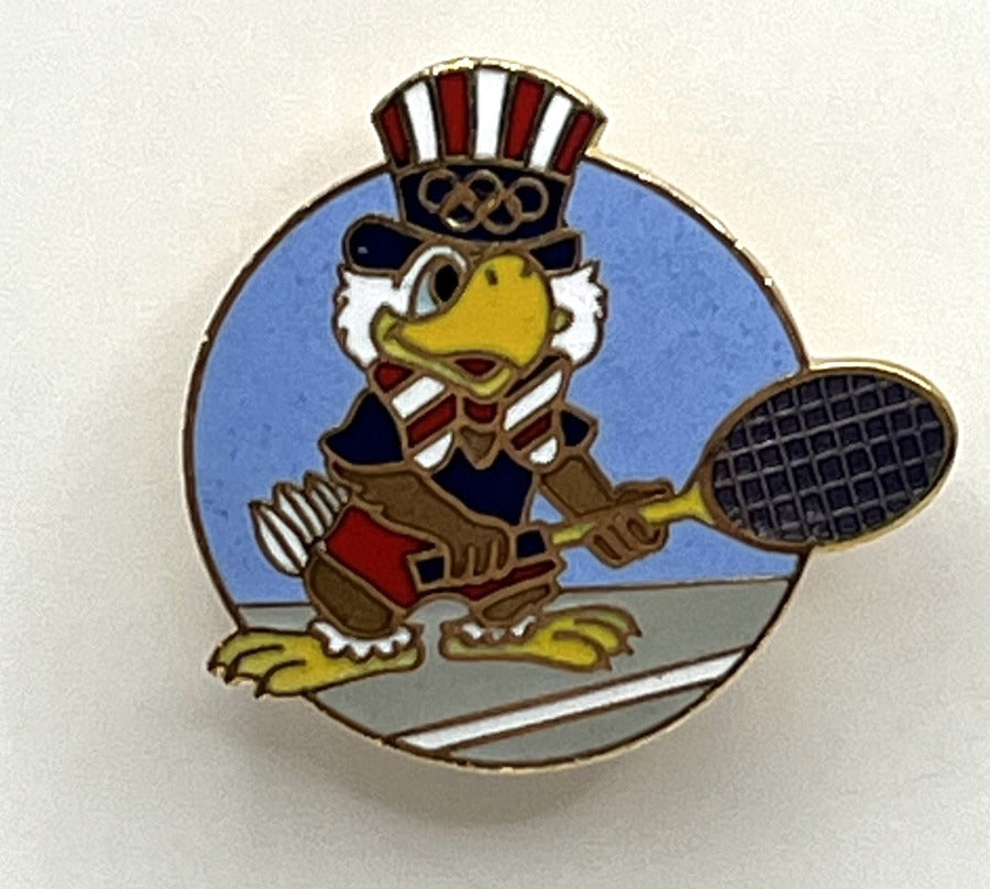 1984 Los Angeles Olympic Pin - Sam the Eagle Tennis