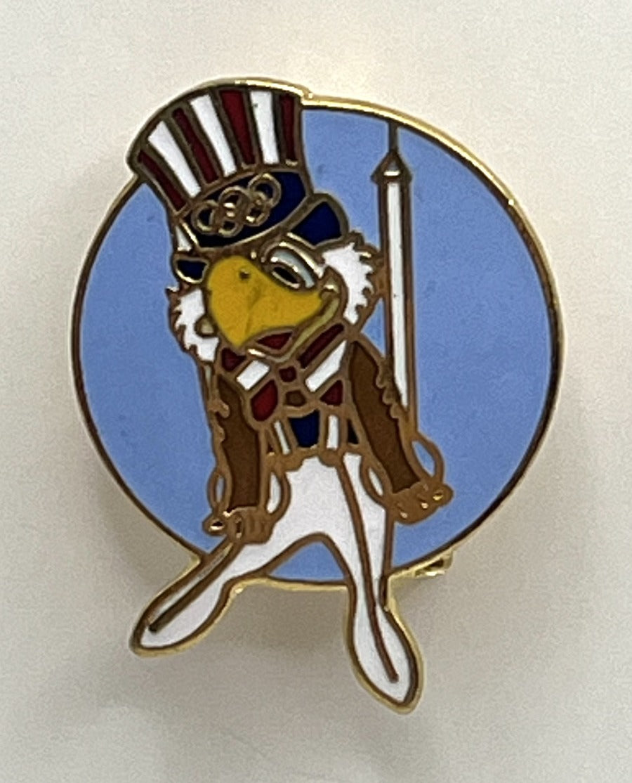 1984 Los Angeles Olympic Pin - Sam the Eagle Gymnastics Rings