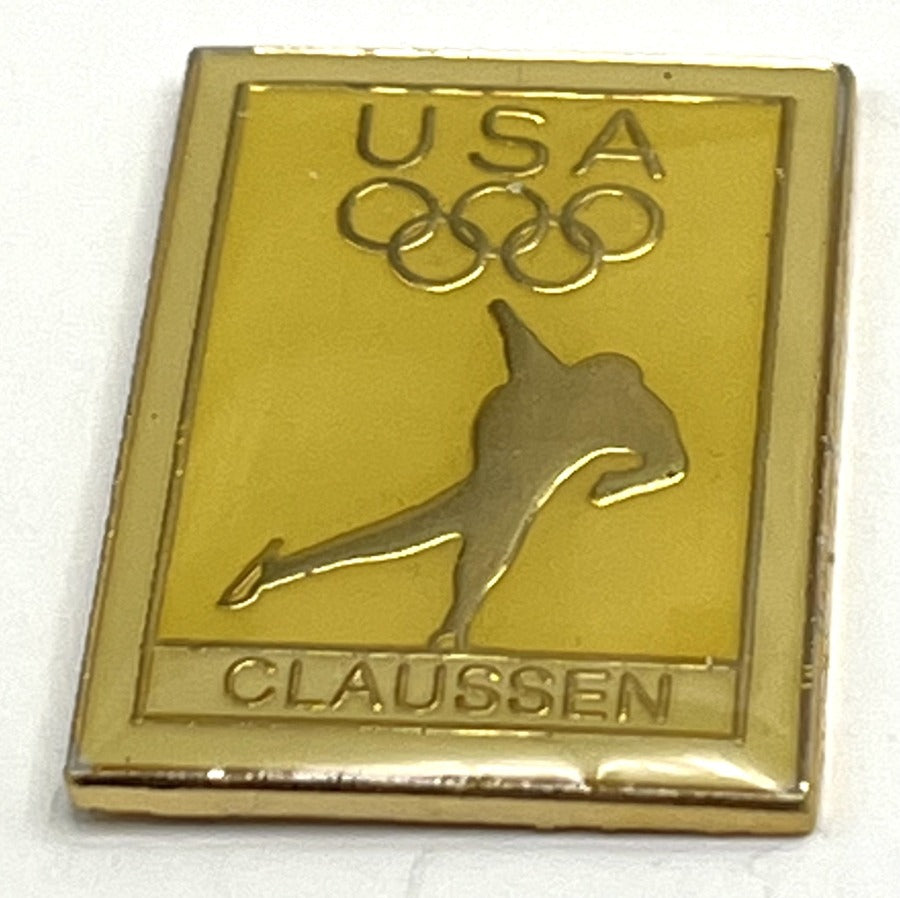 1992 USA Olympic Team Sponsor Pin ~ Claussen ~ Speed Skating ~ Oscar Mayer