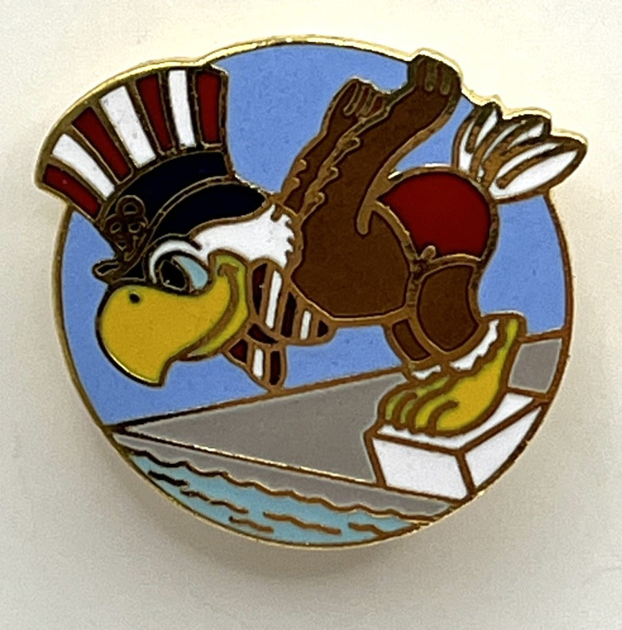 1984 Los Angeles Olympic Pin - Sam the Eagle Swimming
