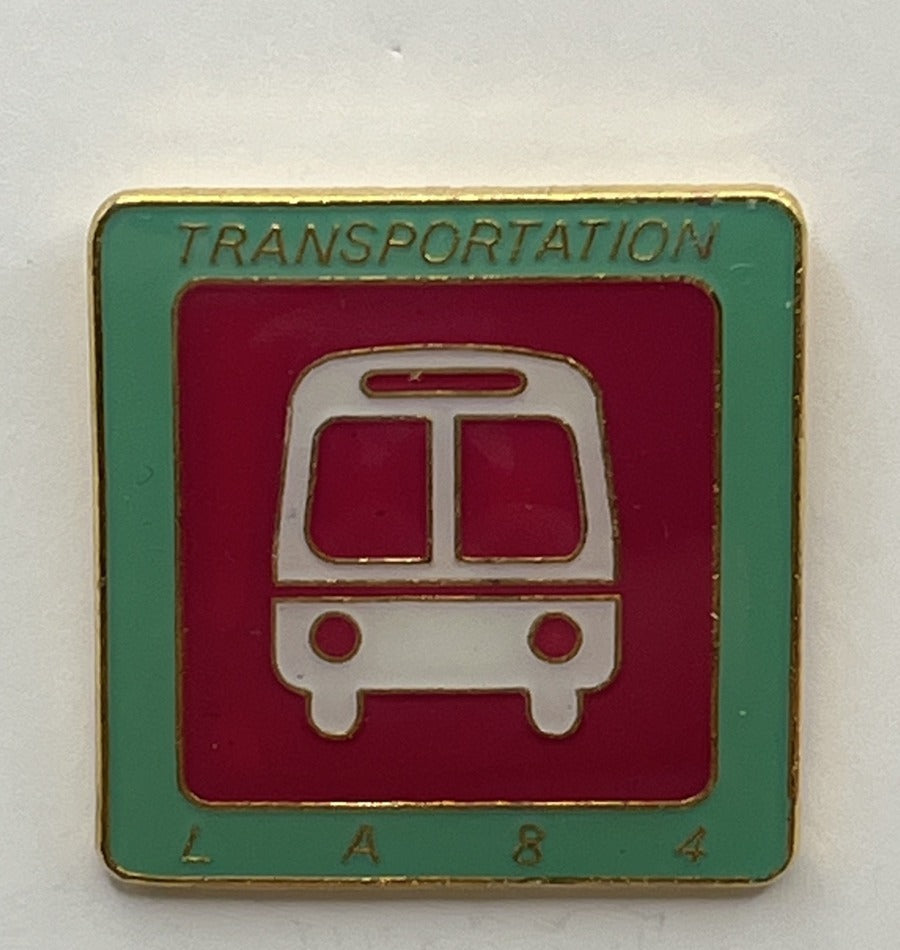 1984 Los Angeles Olympic LAOOC Staff Pin ~ Transportation Department Bus