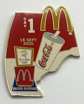 2000 Sydney Olympic Coca-Cola Day 1 Pin, Coke Bottle Puzzle Pin with McDonald's (16 Sept 2000)