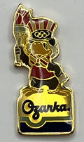 1984 Los Angeles Olympic Sponsor Pin ~ Ozarka Sam the Eagle with Torch