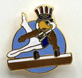 1984 Los Angeles Olympic Pin - Sam the Eagle Gymnastics Balance Beam